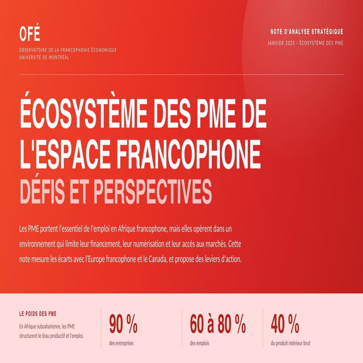Écosystème des PME de l'espace francophone : défis et perspectives (Janvier 2025)
